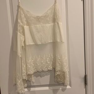 Free People Lace Boho Long Sleeve Top